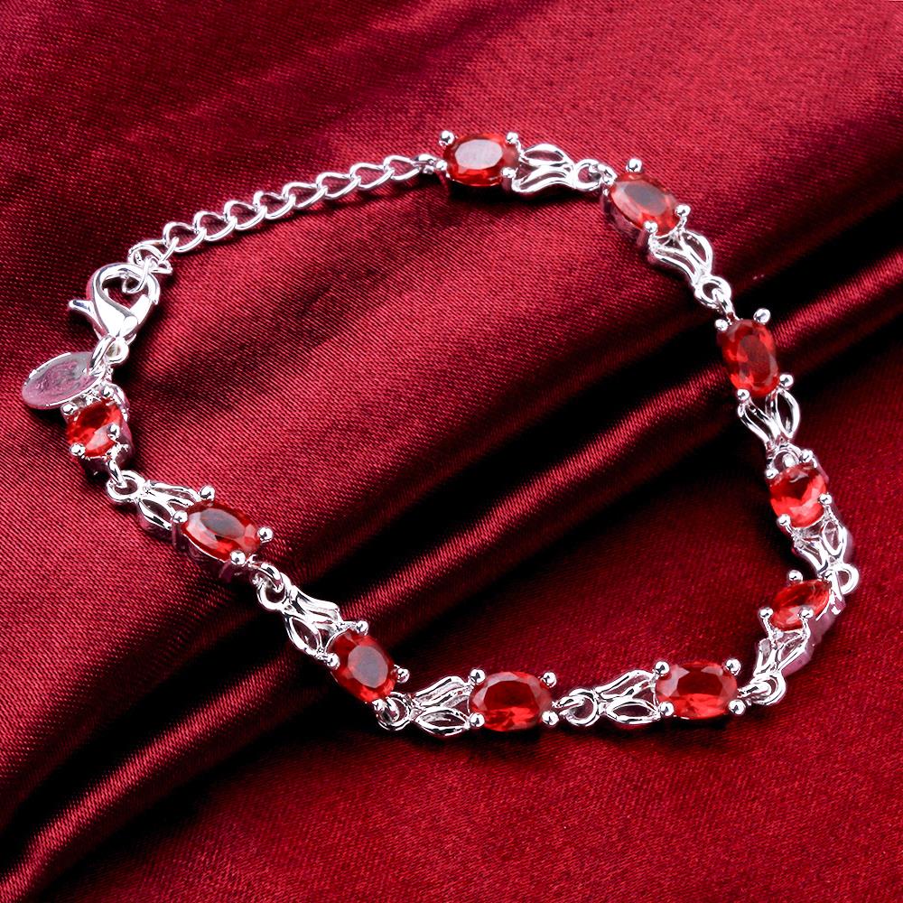 Pulsera de Plata de Ley 925 con Cristal Rojo